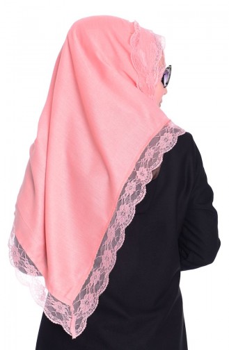 Dantelli Paşmina Şal 15 Şeker Pembe