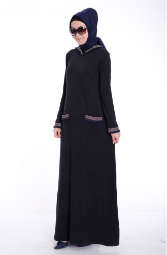 Tesettür Uzun Elbise 4263-04 Siyah