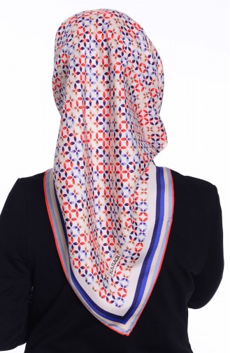 Karaca İpek Twill Eşarp 9006-13 Kırmızı Mavi