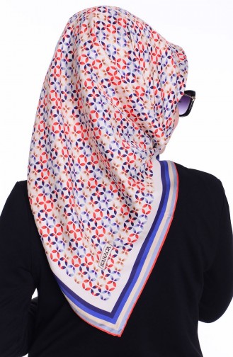 Karaca İpek Twill Eşarp 9006-13 Kırmızı Mavi