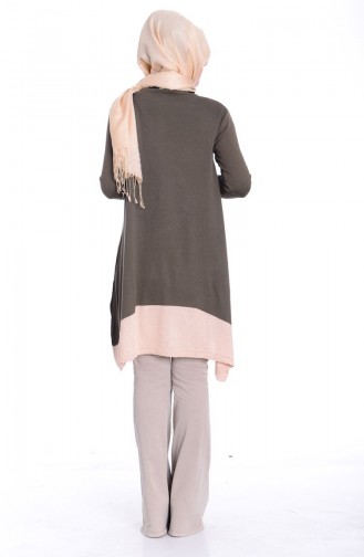 Tesettür Triko Tunik 3693-02 Haki Yeşil