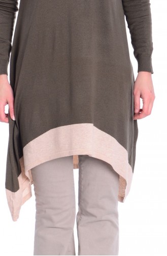 Tesettür Triko Tunik 3693-02 Haki Yeşil