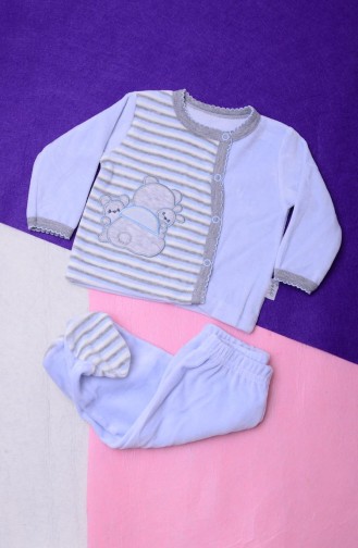 Ensemble Bébé 2 Pieces Velours 12124-01 Bleu 12124-01