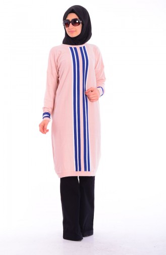 Tesettür Triko Tunik 0357-04 Pudra