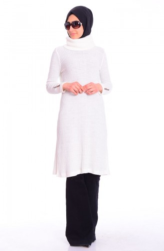 Tesettür Triko Tunik 50706-07 Krem