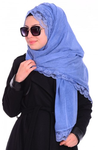 Sefamerve Dantel Cotton Şal 21 Açık Mavi