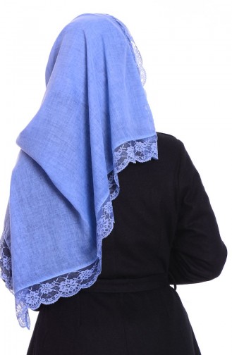 Sefamerve Dantel Cotton Şal 21 Açık Mavi