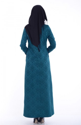 Emerald Green Hijab Dress 7256-02
