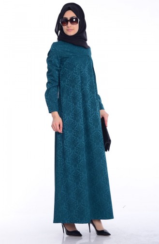 Robe Hijab 7256-02 Vert emeraude 7256-02