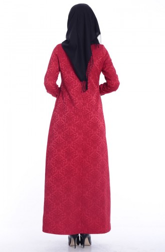 Rot Hijab Kleider 7256-03