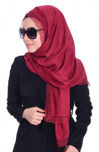 Sunway Paşmina Dantelli Şal 6000 16 Bordo