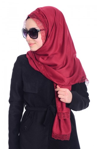 Sunway Paşmina Dantelli Şal 6000 16 Bordo