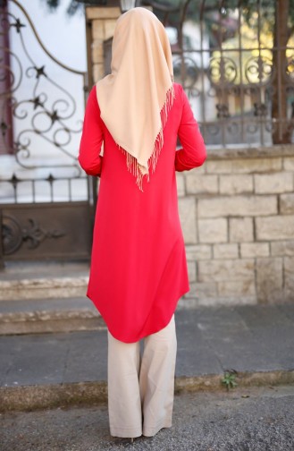 Tesettür Tunik 2515-01 Kırmızı