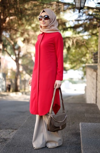 Tesettür Tunik 2515-01 Kırmızı