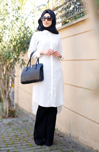 Tesettür Tunik 2268-04 Beyaz