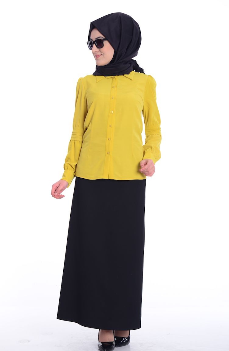 Acid Green Hijab Dress 4276-02