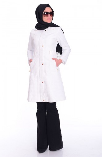 Tesettür Kapitone Mont 1081-02 Beyaz