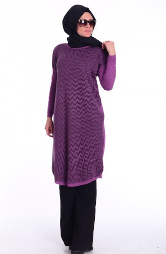 Tesettür Triko Tunik 3697-03 Mor