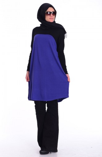 Tesettür Triko Tunik 3700-03 Saks