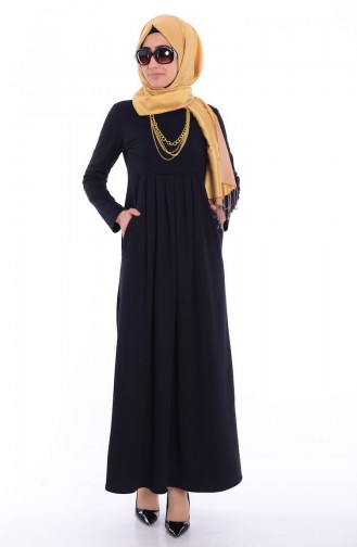Schwarz Hijab Kleider 2339-01