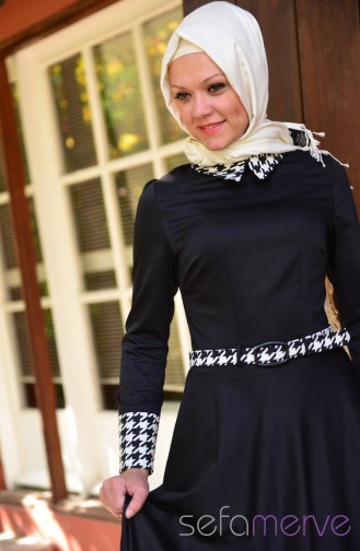 Dress Zerafet Hijab 5020-03 Black-White 5020-03