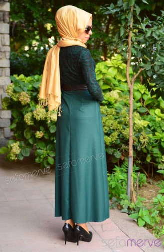 Aramiss Mevsimlik Elbise 7028-02 Yeşil Siyah