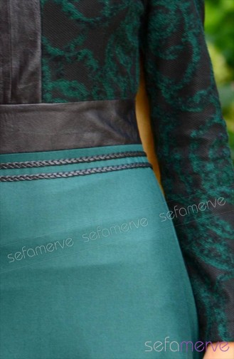 Aramiss Mevsimlik Elbise 7028-02 Yeşil Siyah