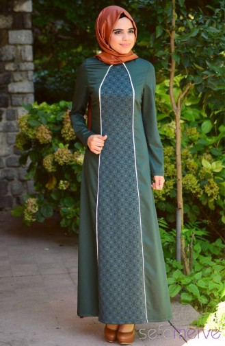 Aramiss Tesettür Elbise 7020-05 Yeşil