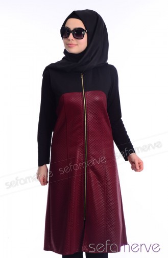 Modahanne Tesettür Yelek 0903Y-03 Siyah Bordo