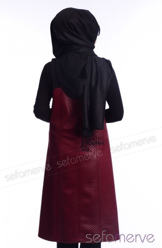 Modahanne Tesettür Yelek 0903Y-03 Siyah Bordo