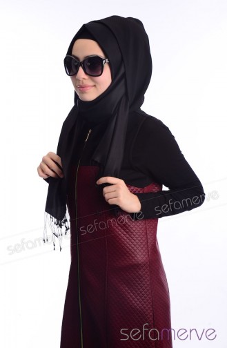 Modahanne Tesettür Yelek 0903Y-03 Siyah Bordo