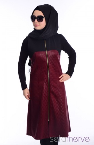Modahanne Tesettür Yelek 0903Y-03 Siyah Bordo