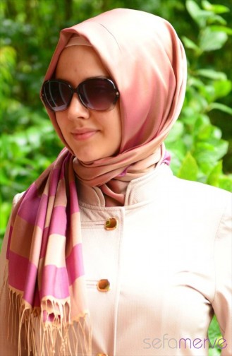 Sefamerve Azze Şal 11 Pembe Hardal