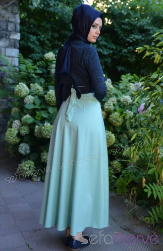 Bahar Dress PRC 3042-16 Mint Green Navy Blue 3042-16