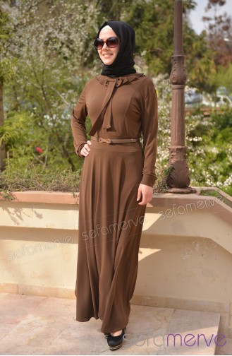 Basak Evening Dress 5555S-02 Brown 5555S-02