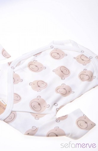 Mother Love Organik Çıtçıtlı Zıbın Body 5048-01 Krem