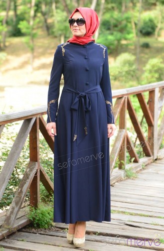 Dunkelblau Abayas 9102-03