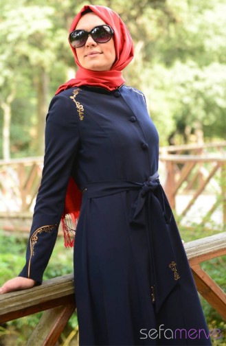 Navy Blue Abaya 9102-03