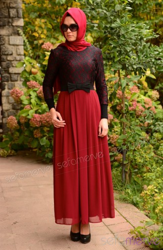 Tesettür Elbise Benim Se 0303-04 Bordo