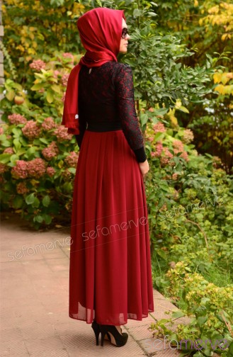 Tesettür Elbise Benim Se 0303-04 Bordo