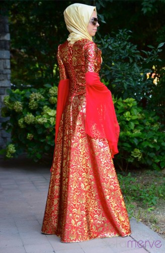 Red İslamitische Avondjurk 1000-01