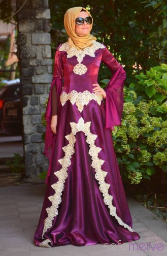 Purple İslamitische Avondjurk 1022-01