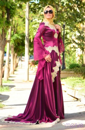 Purple İslamitische Avondjurk 1022-01