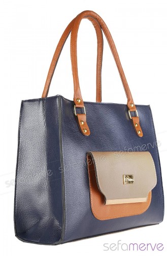 Bayan Çanta 351 02 Lacivert Vizon Camel