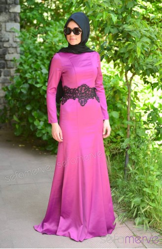 Pınar Akşam Elbise 2402-01 Eflatun