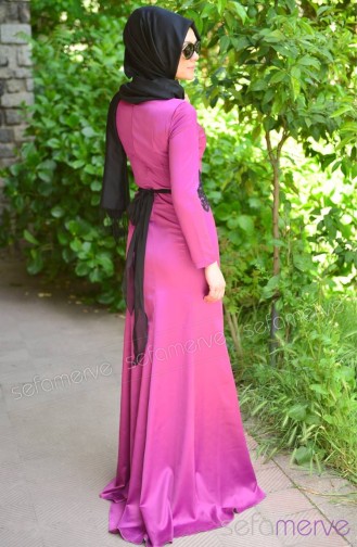 Pınar Akşam Dress 2402-01 Magenta 2402-01
