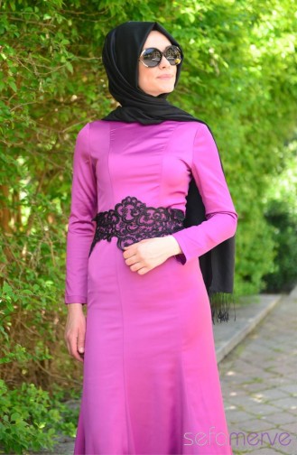 Pınar Akşam Dress 2402-01 Magenta 2402-01