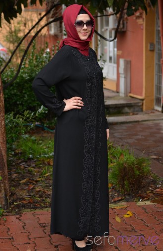 Damla Kombin Ferace 010-01 Siyah
