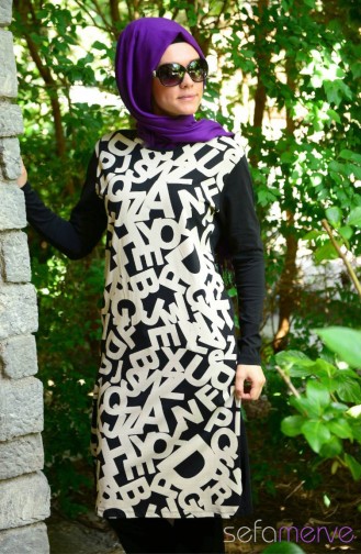 Uzun Penye Tunik 1456-03 Siyah