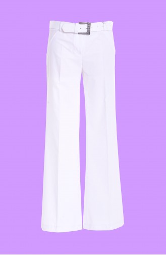 Pantalon a Ceinture 3068-08 Blanc 3068-08